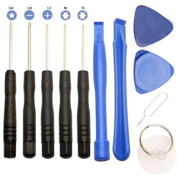 Conjunto de ferramentas para eletrónica com chaves de fendas, espátulas e acessórios
