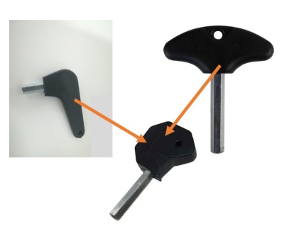 Chaves de caixa de ferramentas com pega preta e parte metálica hexagonal