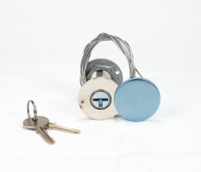 Fechadura cilíndrica metálica com cabo de aço e duas chaves