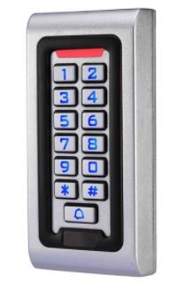 Teclado digital cinza com botão de campainha