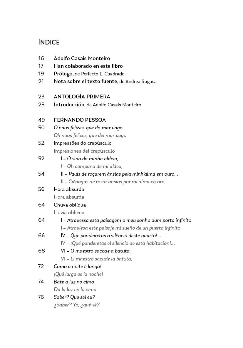 Antología Primera Índice de livro com lista de capítulos e autores em texto preto