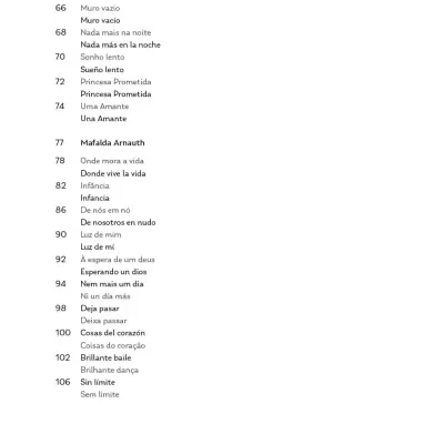 Bilingual text list in Portuguese and Spanish with numbers on white background