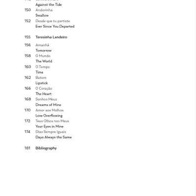 Page with a bilingual list of song titles and page numbers, ending with Bibliography