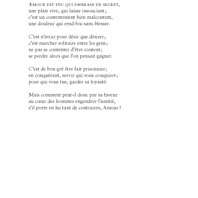 Página de livro com soneto em francês e número da página 17