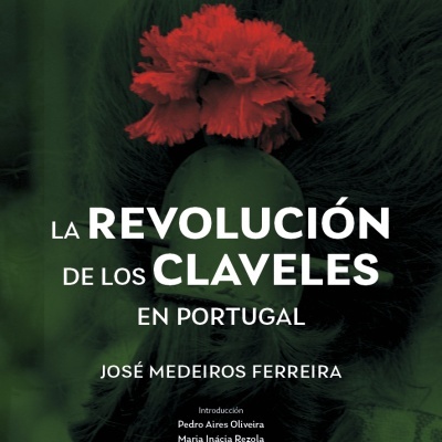 Book cover with red carnation and text in white on dark green background