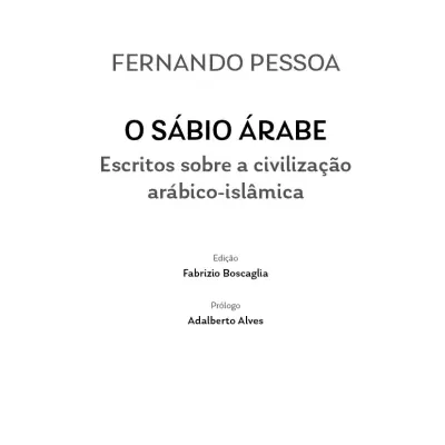 Book cover with title O SÁBIO ÁRABE by Fernando Pessoa on white background