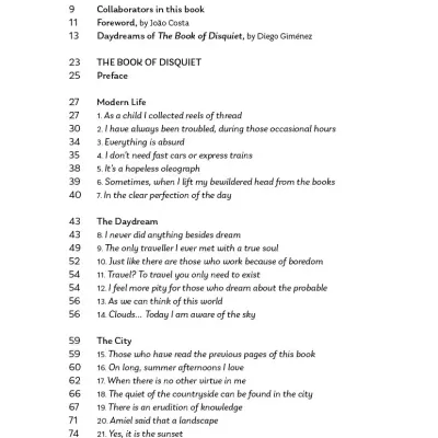Table of contents page from a book with chapter titles and page numbers