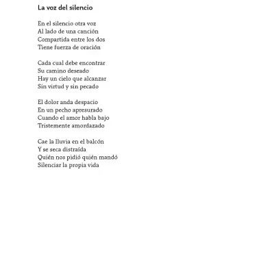 Page of a book with Spanish poem titled La voz del silencio