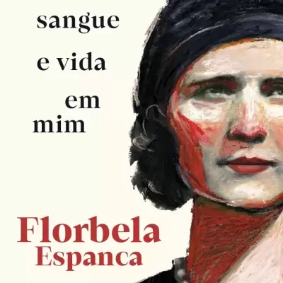 Book cover with painted portrait of woman and Portuguese text