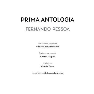 Capa de livro branca com título PRIMA ANTOLOGIA de Fernando Pessoa