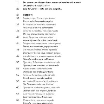 Printed index page with Italian and Portuguese text and page numbers