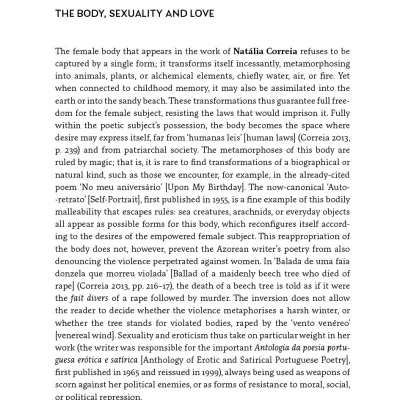 Book page titled FIRST PERSON with section THE BODY, SEXUALITY AND LOVE and extensive text