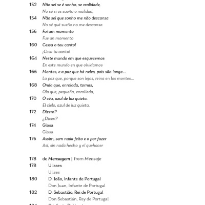 Página de livro com texto em português e espanhol, listando títulos e nomes históricos