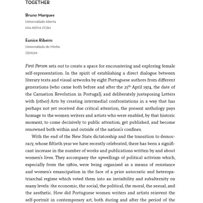 Page of a book with title EIGHT VOICES FOR EIGHT HANDS: WEAVING THE THREADS TOGETHER and text about Portuguese female authors