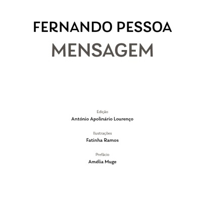 Capa de livro branco com texto preto e cinza, título 'FERNANDO PESSOA MENSAGEM'