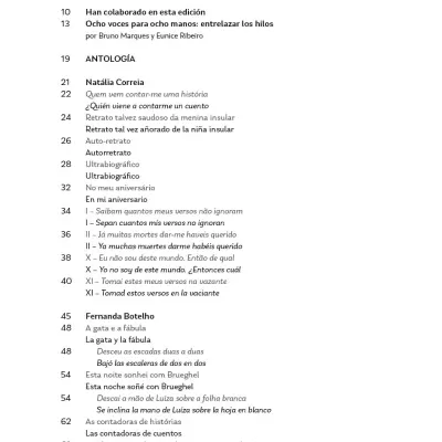 Table of contents page labeled INDICE with bilingual poem titles and authors.