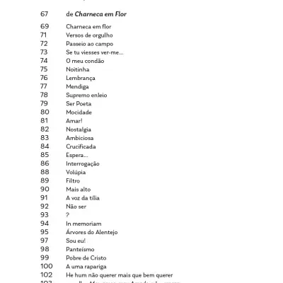 Index page, including de Charneca em Flor