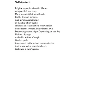 Book page showing the poem Self-Portrait from Song of Emerging Homeland and Other Poems.