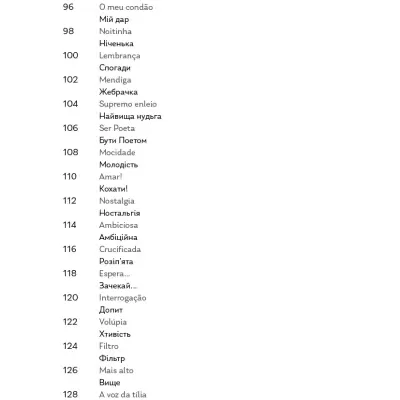 Multilingual numbered text list on white background