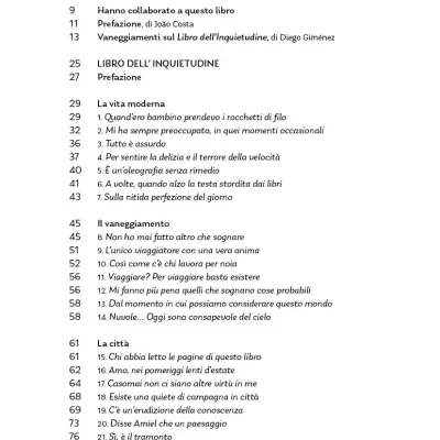 Table of contents page in Italian with book chapter titles and page numbers