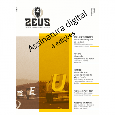 Capa da revista ZEUS com letras gigantes e texto editorial em português