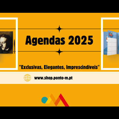 Publicidade de agendas 2025 com duas capas distintas e texto promocional