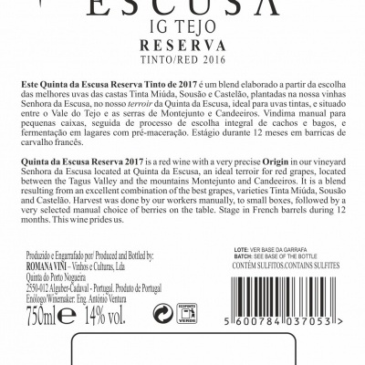 QUINTA&#x20;DA&#x20;ESCUSA&#x20;Reserva&#x20;Tinto&#x20;2017