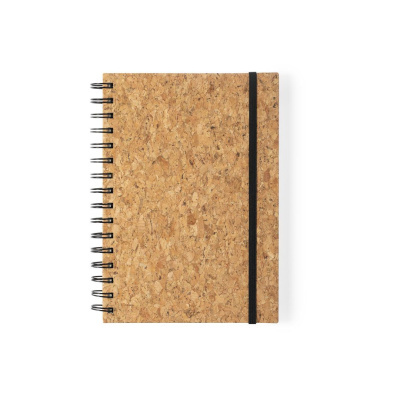 Caderno com capa de cortiça e espiral preta