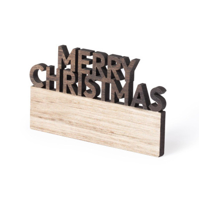 Decoração de madeira com texto MERRY CHRISTMAS