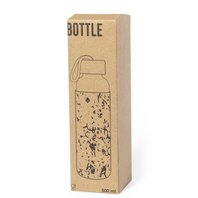 Embalagem castanha para garrafa de 500 ml com desenho preto