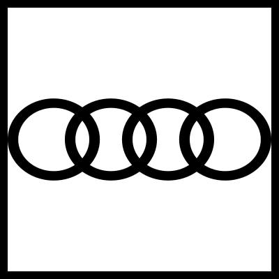 Emblema quatro anéis pretos entrelaçados Audi