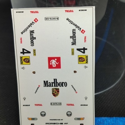 Folha de autocolantes para modelo Hot Wheels Porsche 911 Carrera RS 2.7 com várias inscrições e logos