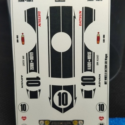 Folha de autocolantes para modelo de carro com texto DATSUN e nº 10