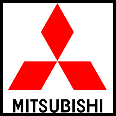 Logótipo da Mitsubishi com três losangos vermelhos e texto preto