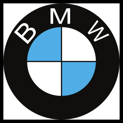 Logótipo BMW circular preto, azul claro e branco