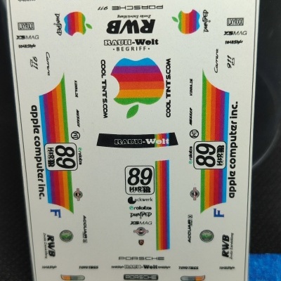 Folha de autocolantes coloridos para Porsche 911 Carrera 2.7 com logos e texto