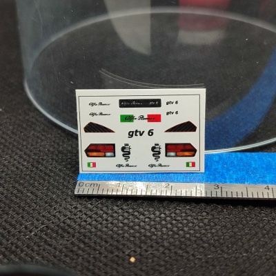 Calcomania com texto Alfa Romeo gtv 6 e símbolos para modelo de carro