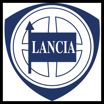 Logótipo da marca automóvel Lancia em escudo azul e branco