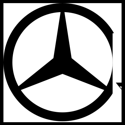 Logótipo preto da Mercedes-Benz com estrela de três pontas dentro de círculo