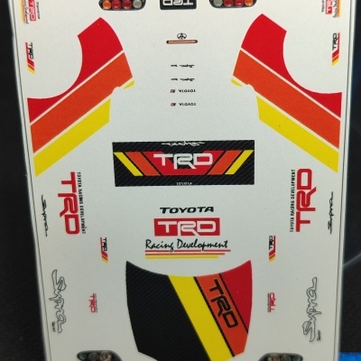 Folha de autocolantes para modelo de carro Toyota Supra Mk4 em várias cores e textos TRD e Supra