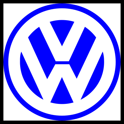 Logotipo azul da Volkswagen com letras V e W entrelaçadas