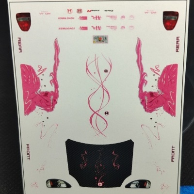 Adesivos decalques para modelo de carro Hot Wheels com desenhos rosa e texto diversas marcas