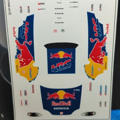 Folha de autocolantes para Hot Wheels Honda Civic EG com logos Red Bull e HRC