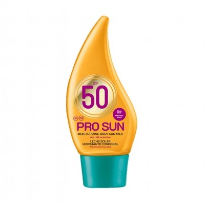 Frasco de protetor solar PRO SUN FPS 50 laranja com tampa verde