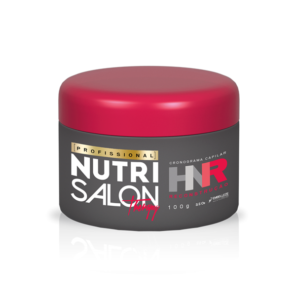 Novex Nutrisalon Cronograma Capilar Máscara Reconstrução 100g Recipiente de creme capilar cinzento com tampa vermelha da Nutri Salon