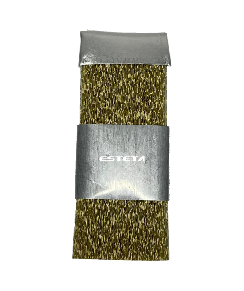 Escova de Limpeza Fresas Metálica Esteta Pincel de cerdas metálicas douradas com etiqueta ESTETA