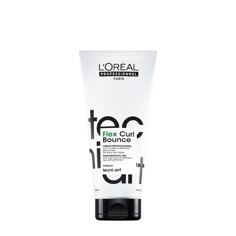 L'Oréal Tecni Art Flex Curl Bounce Creme Modelador 200ml Frasco de gel profissional L'Oréal Tecni.art Flex Curl Bounce branco e preto
