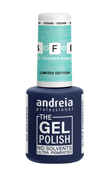 Andreia Coleção Best Friends Forever (BFF) pack de 6 cores Frasco azul de verniz para unhas da Andreia com tampa azul clara