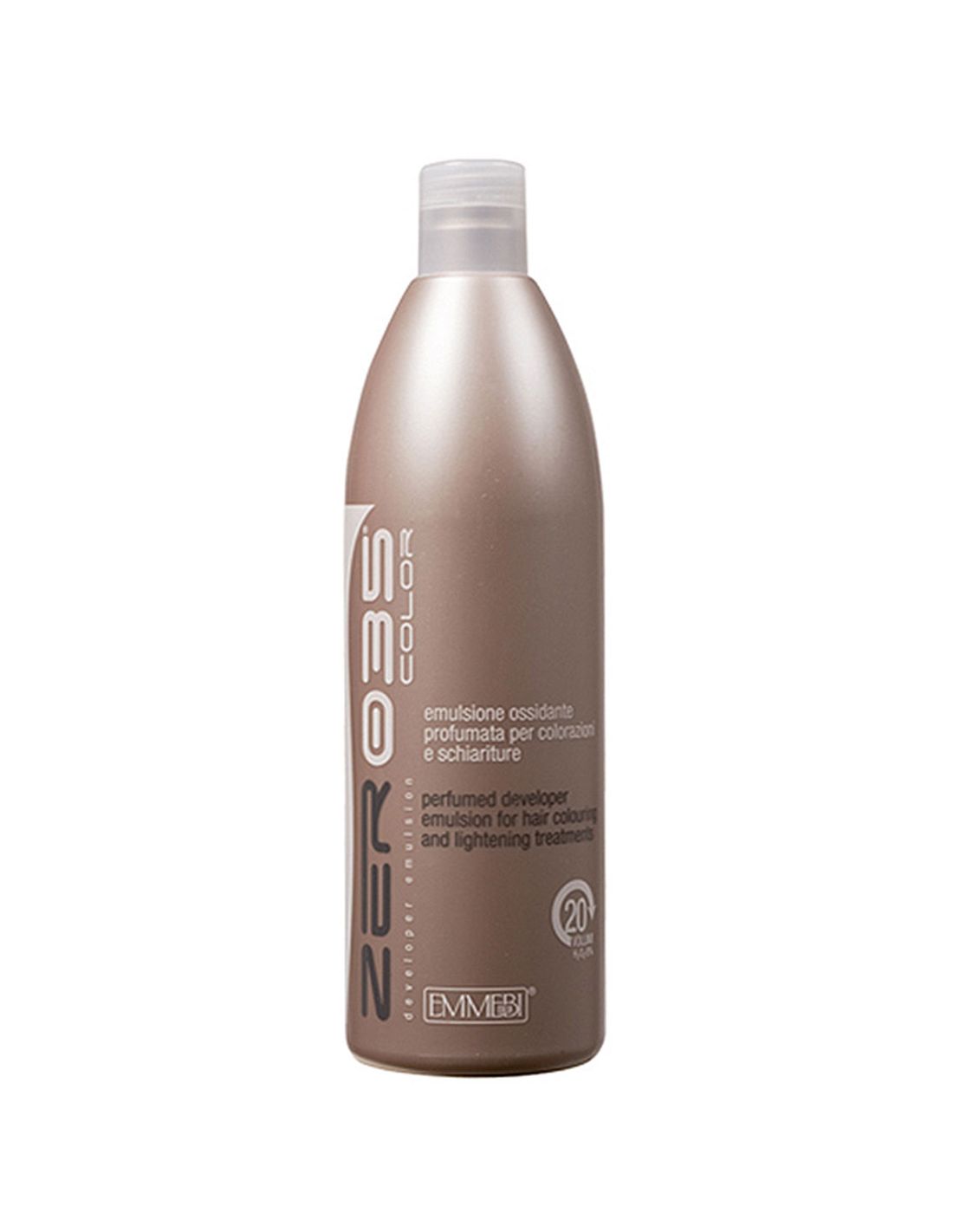 Oxidante Creme 20VOL 1000ml - Zero35 - Emmebi Frasco dourado claro de emulsão oxidante para cabelo EMMEBI