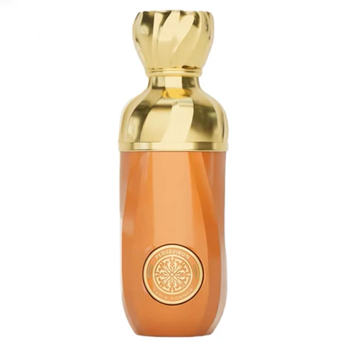 Paris Corner Perseviron Eau de Parfum unissexo 100ml Frasco de perfume laranja com tampa dourada e selo circular